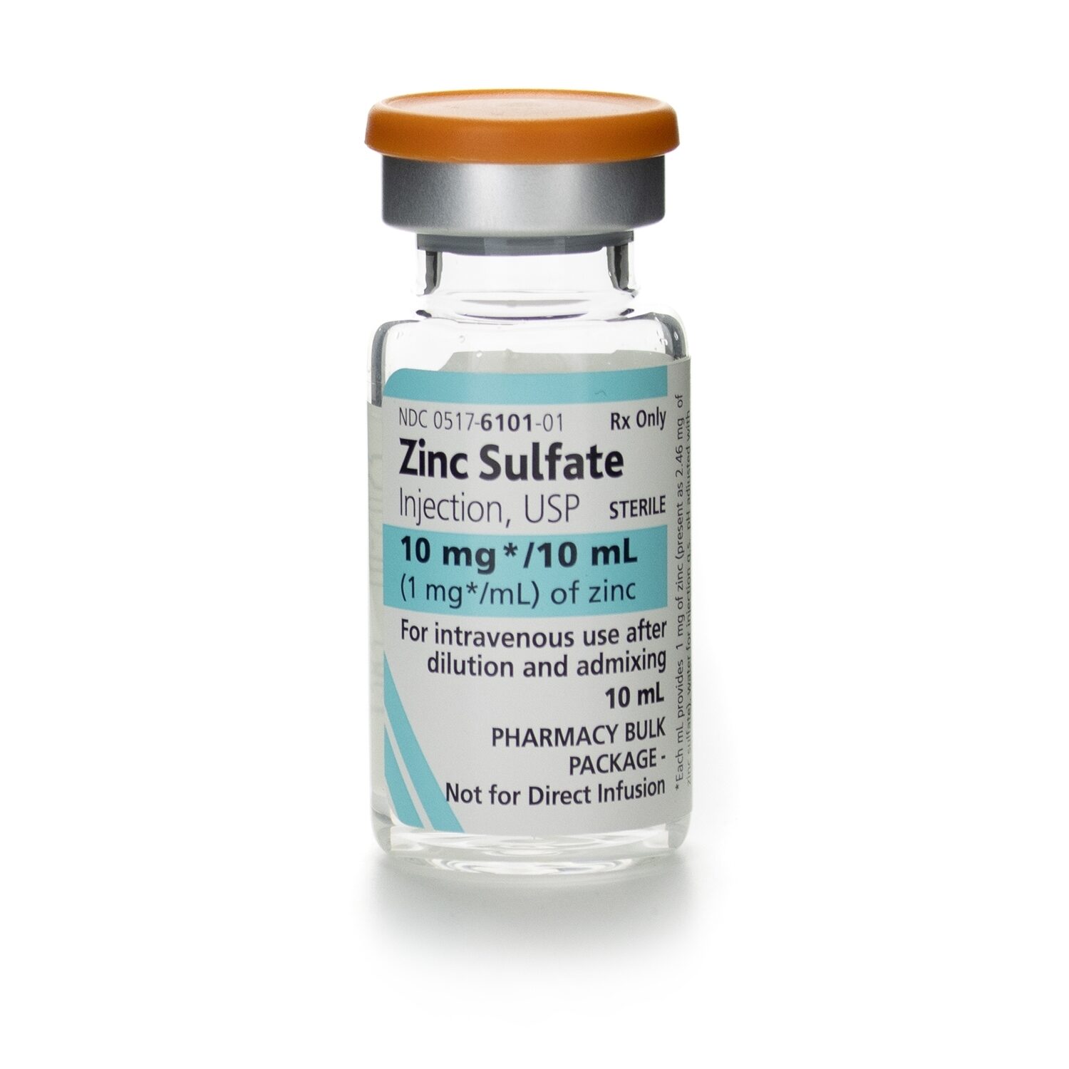 Zinc Sulfate, Preservative Free 1 mg / ml Intravenous Injection Single Dose  Vial 10 ml (10mg/10ml) # 0051761010125 - Merit Pharmaceutical