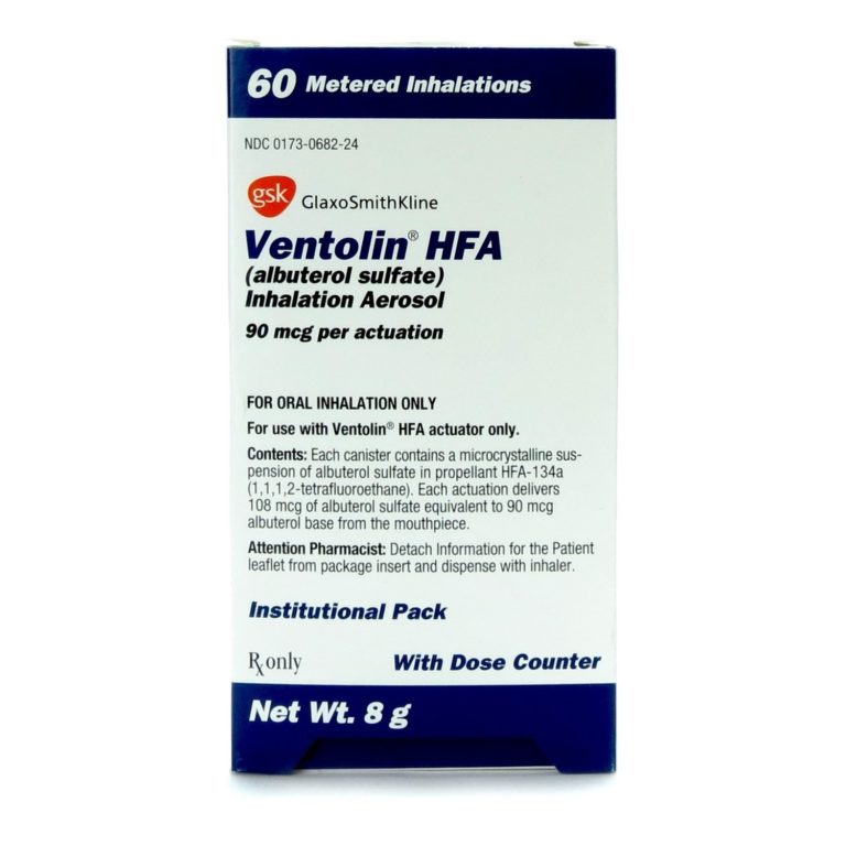 Ventolin HFA Albuterol Sulfate 90 mcg Aerosol Metered Dose Inhaler 60 ...