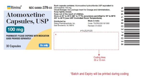 Atomoxetine cap 100mg, 30 Bottle