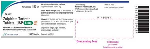 Zolpidem 5 mg Tablet Bottle 100 Tablets CIV